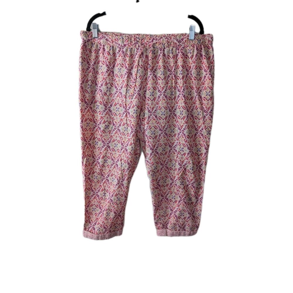 Sundance Pink Red Floral Pants Cotton L